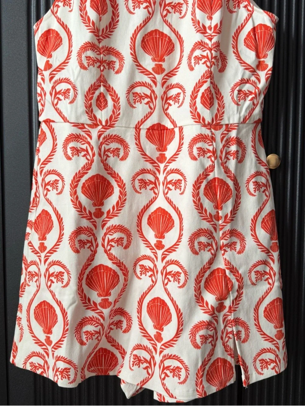 VICI White and Coral Shell-Print Sleeveless Mini Dress - Picture 7 of 14